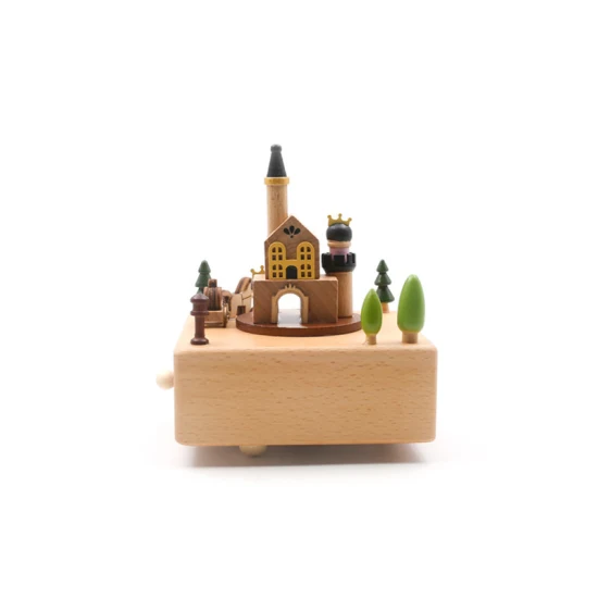 Новый дизайн деревянного замка принцессы музыкальная шкатулка игрушка