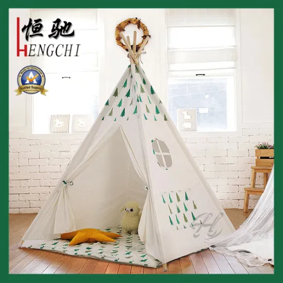Детская игровая палатка-вигвам в помещении и на открытом воздухе, хлопковая ткань, индийская складная детская парусиновая палатка с квадратной подушкой
